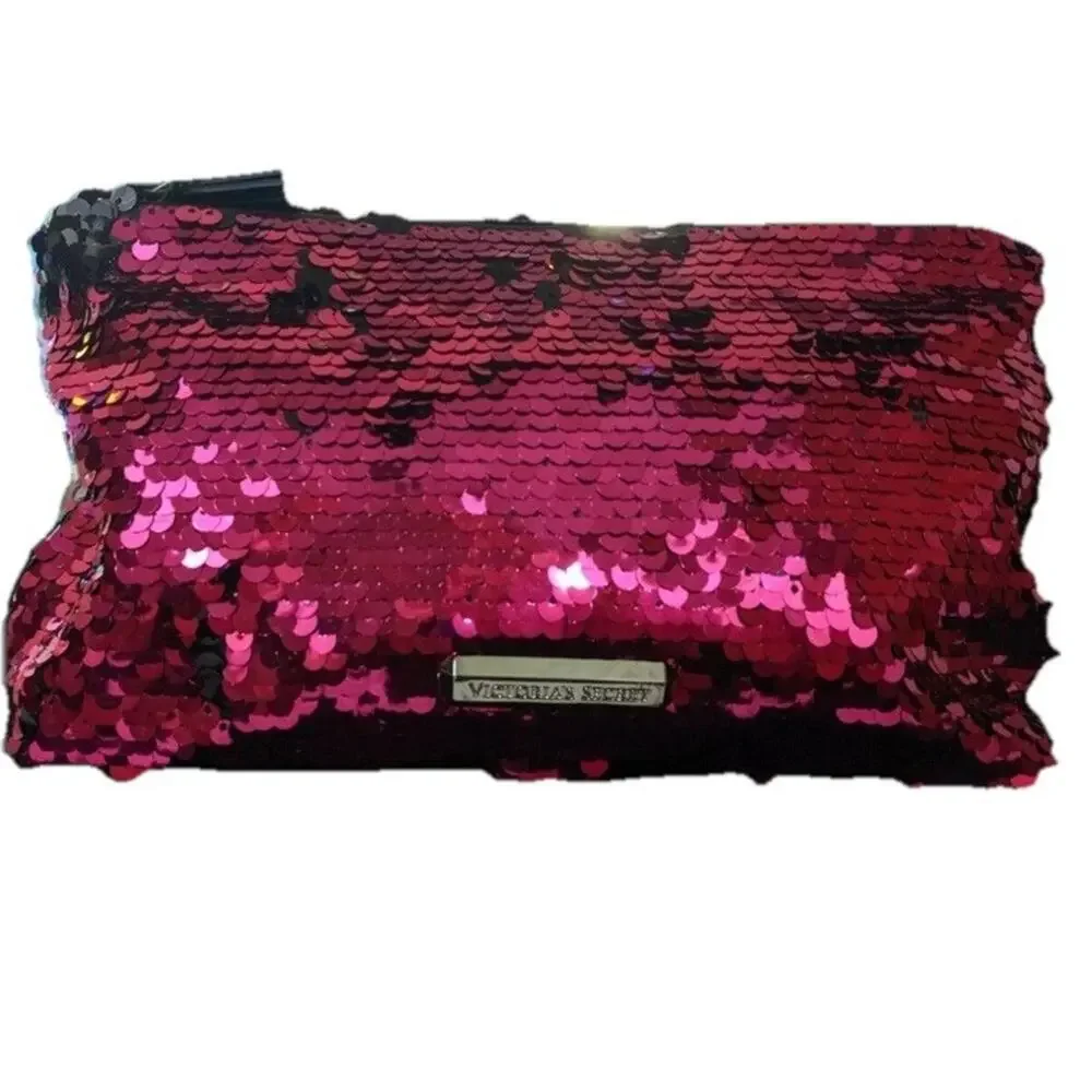 Victoria's Secret Mermaid Flip Sequin Bling Cosmetic Makeup Bag Clutch Wristlet
